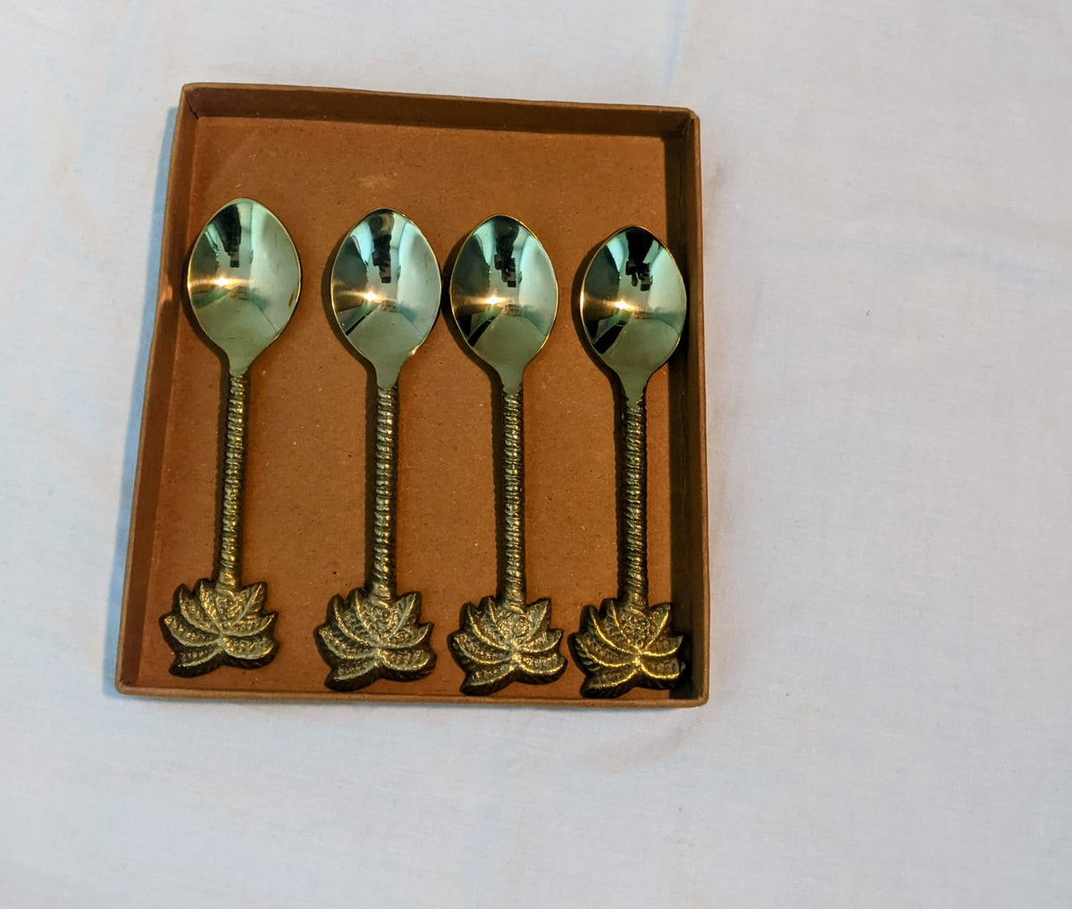 4-Piece Gold Lotus Teaspoon Set