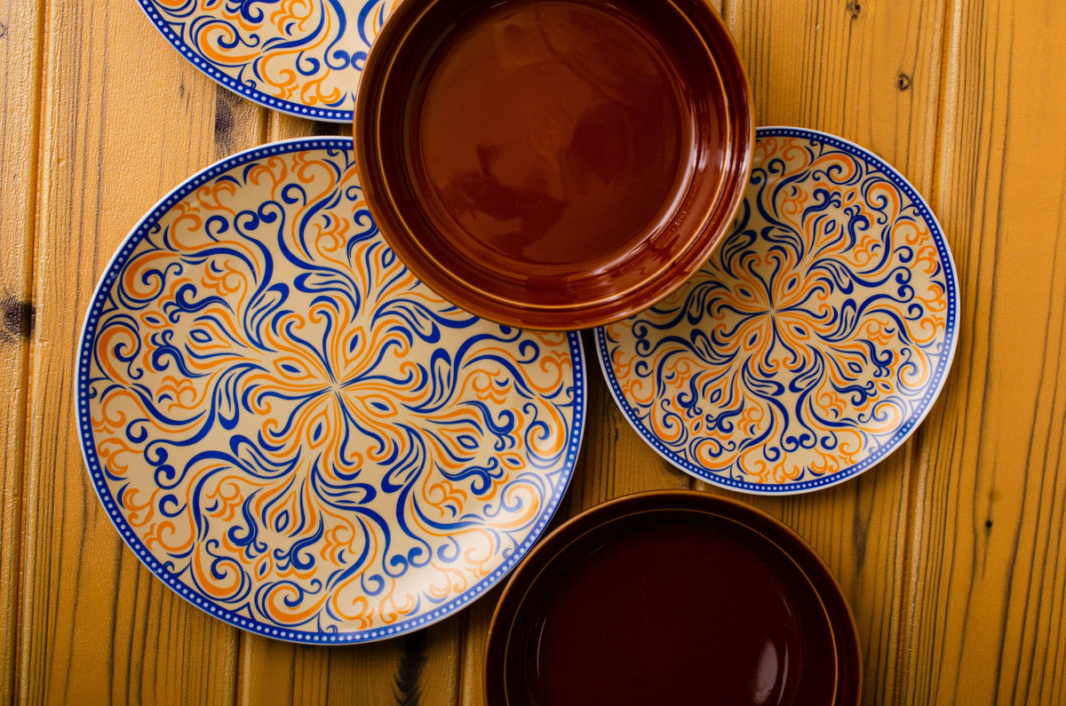 Glazed deep-brown plates