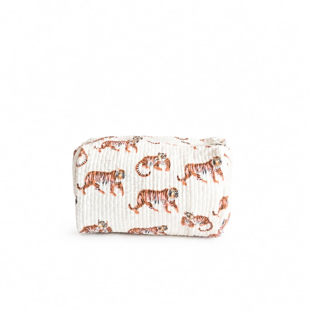 Pouch bag( White tiger print)