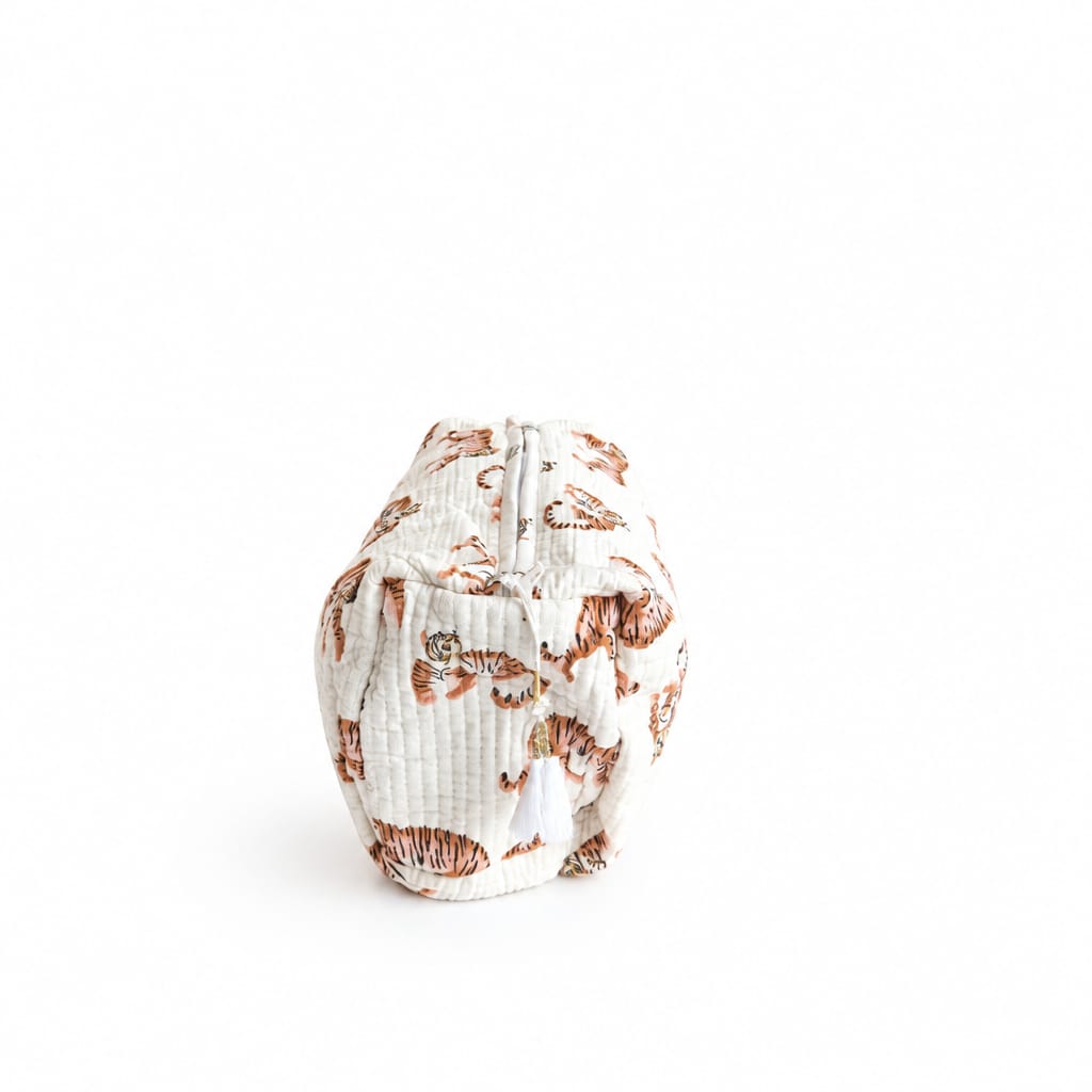 Pouch bag( White tiger print)
