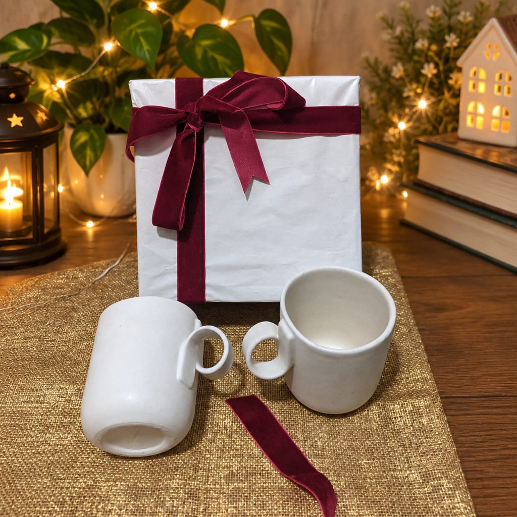 White Coffee Cups with Ergonomic Handle