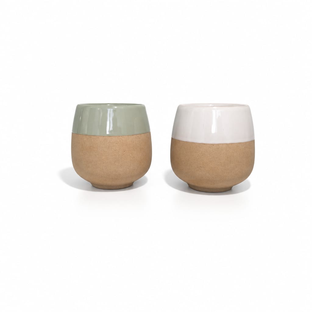 Handcrafted White & Grey Cup Sets