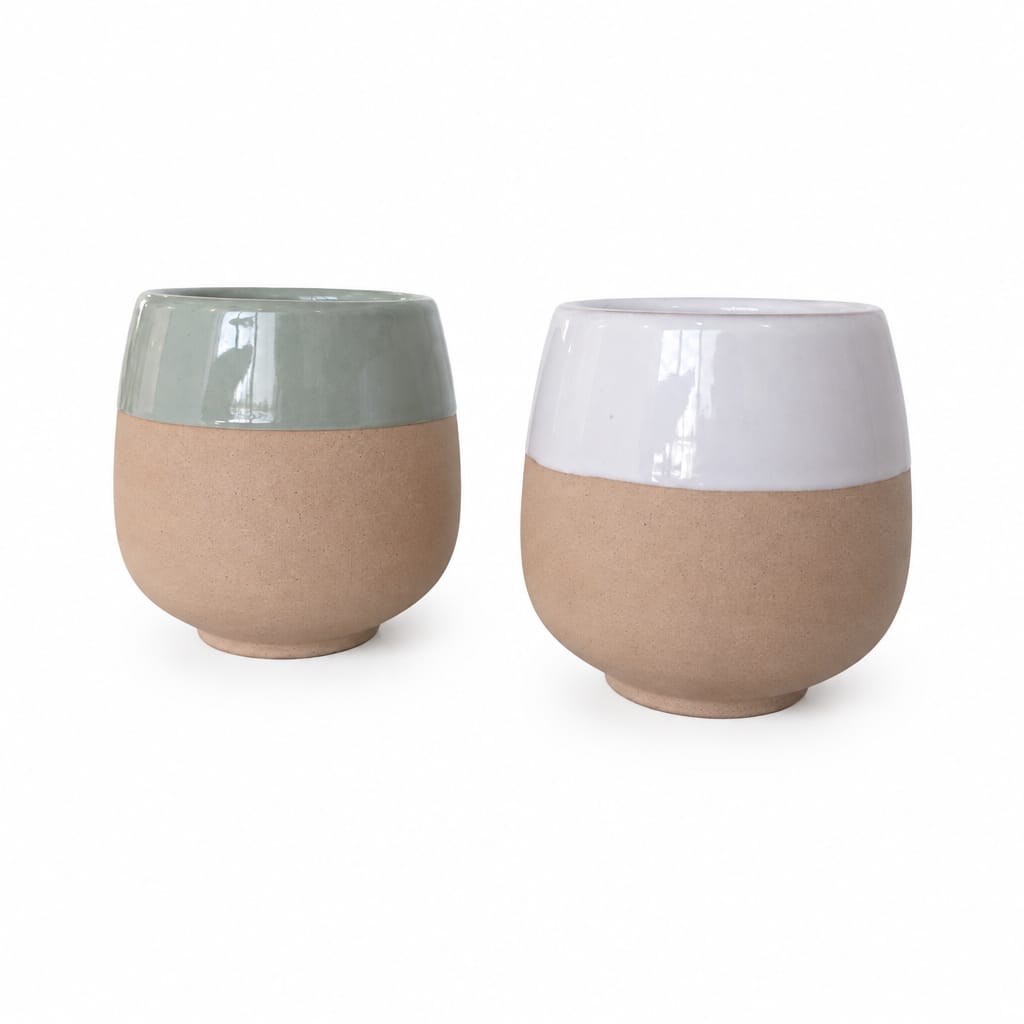 Handcrafted White & Grey Cup Sets