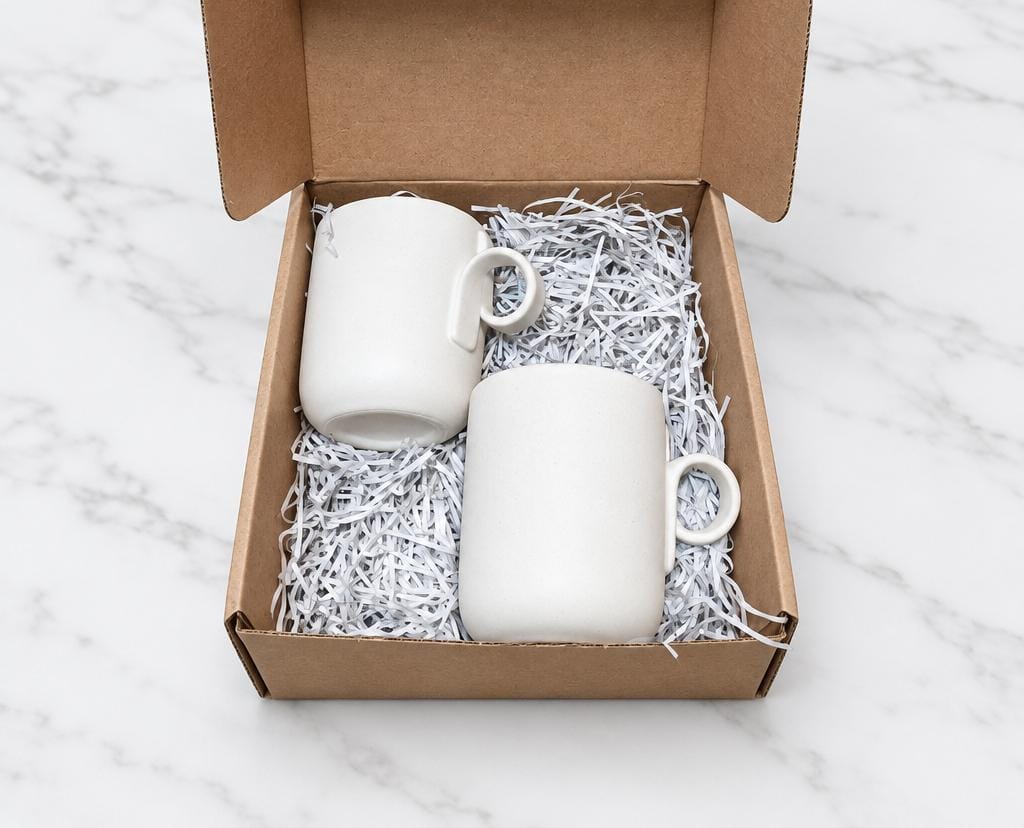 White Coffee Cups with Ergonomic Handle