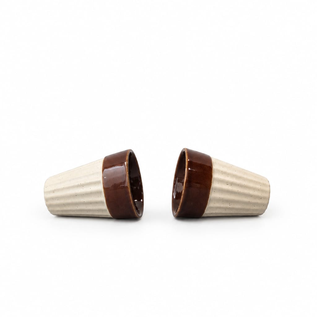 Set of 2 Small Glasses – White and Brown Colour Combination