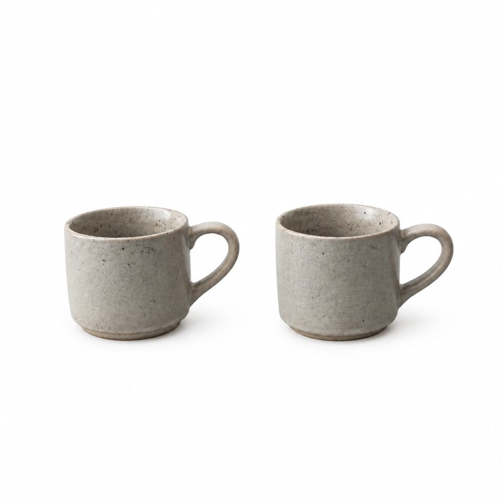 Grey Coffee Cup and Saucer Set – Set of 2